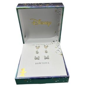 Disney Bowtiful Silver and White Earrings
